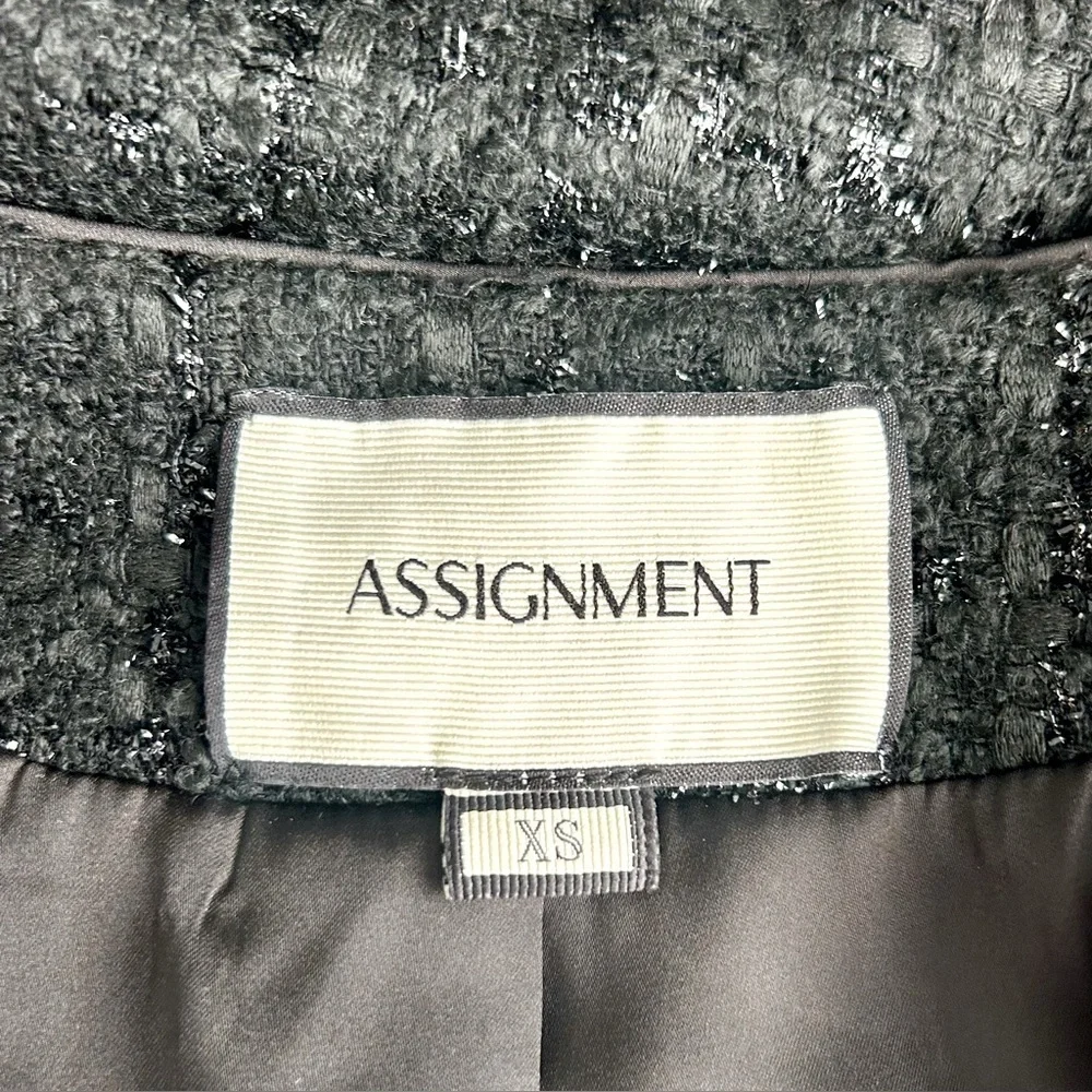 Revolve Assignment Bianca Jacket in Black Tweed Revolve Square Neck Size XS NWOT